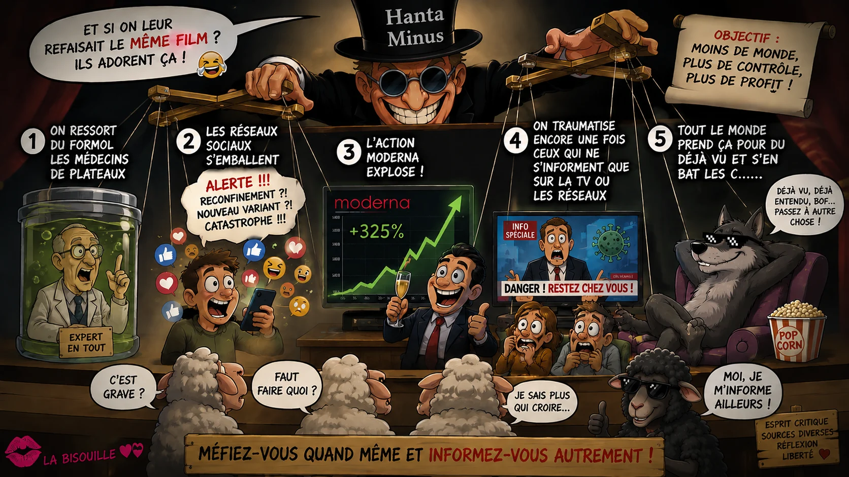 Illustration humoristique du Hantavirus et de l’emballement médiatique