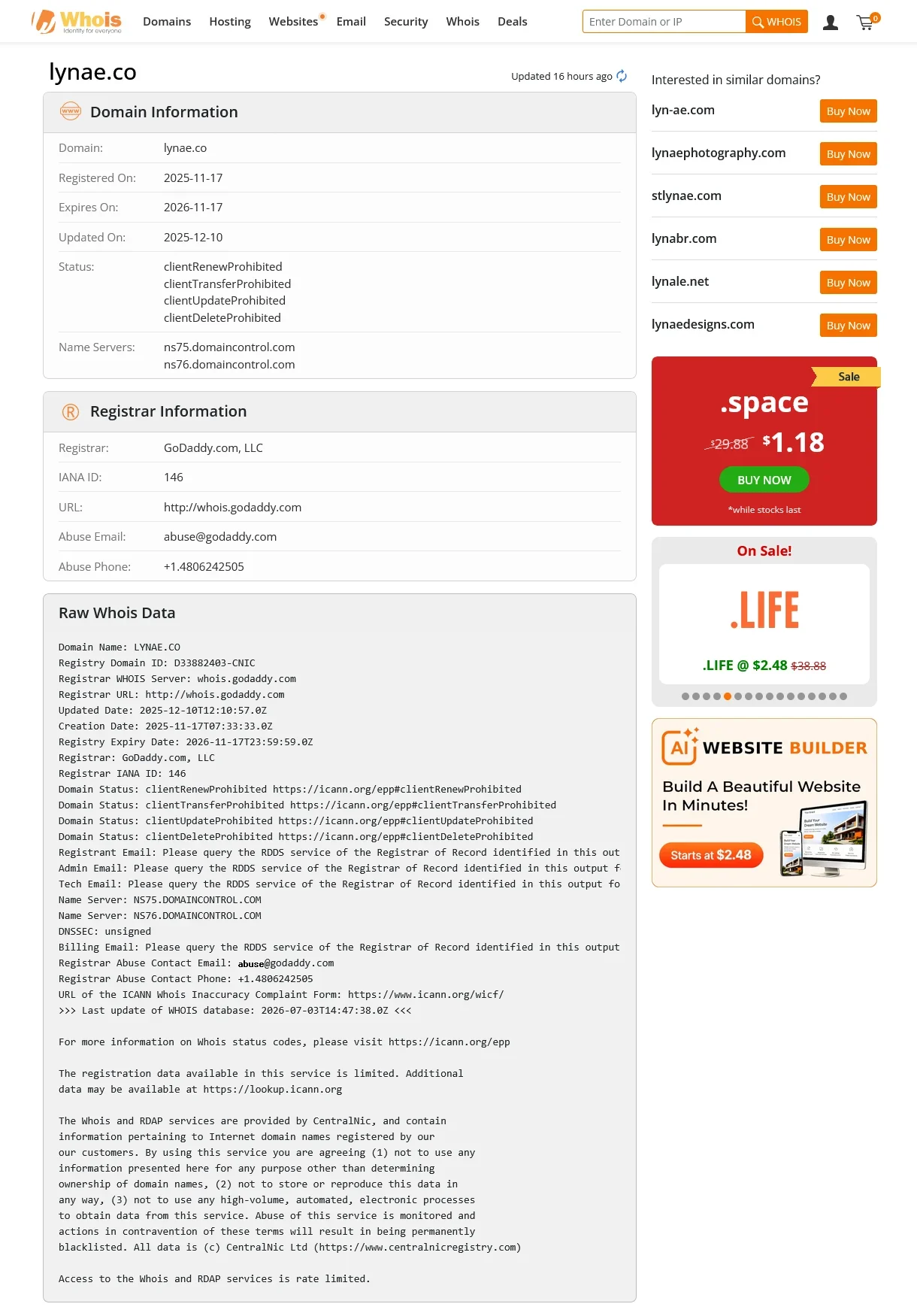 Screenshot 2026-07-04 at 09-15-52 Whois lynae.co